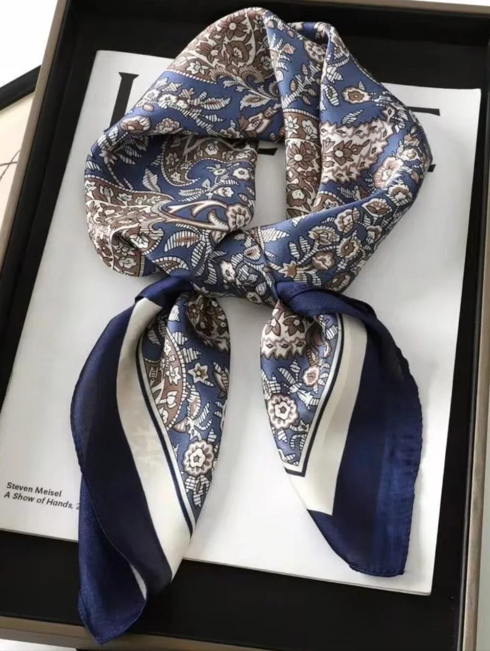 Blue Paisley Silk Scarf